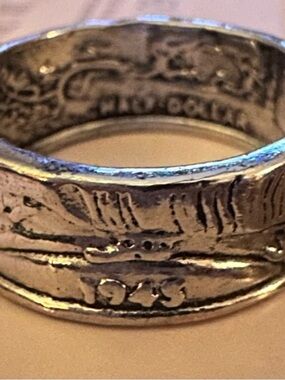 Textured Silver-Tone Men's Band Ring